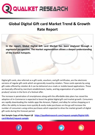 Global Digital Gift card Market Size ,Business Opportunity , Applications,