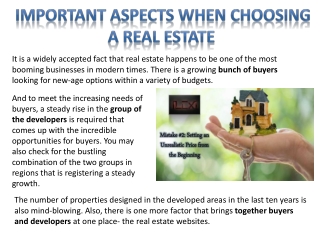 Important Aspects when choosing a Real Estate