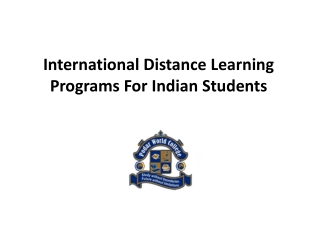 International Distance Learning Programs For Indian Students