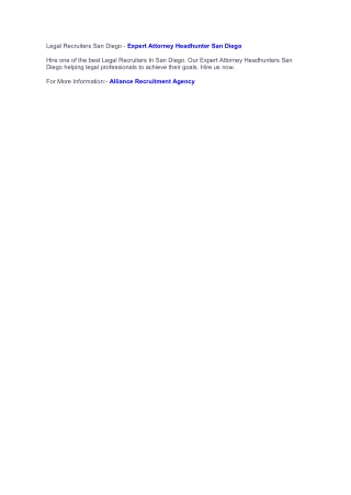 Legal Recruiters San Diego - Attorney Headhunter San Diego