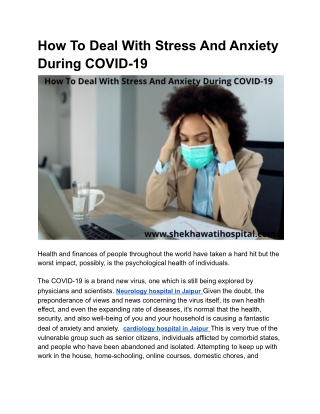 How To Deal With Stress And Anxiety During COVID-19