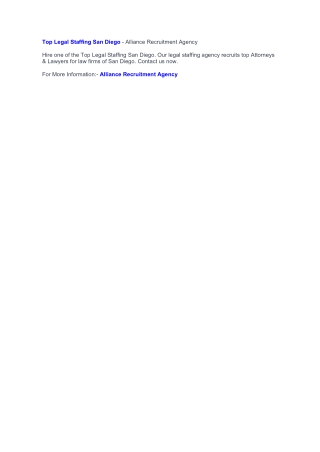 Legal Staffing Agencies In San Diego - Alliance Recruitment Agency