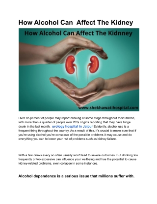 How Alcohol Can  Affect The Kidney