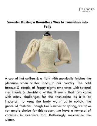 Sweater Duster; a Boundless Way to Transition into Falls