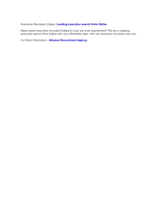 Executive Recruiters Dallas | Executive Search Firms Dallas