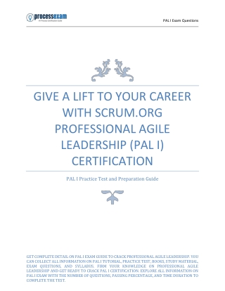 Give a lift to Your Career with Scrum.org Professional Agile Leadership (PAL I)