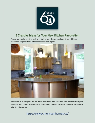 5 Creative Ideas for Your New Kitchen Renovation