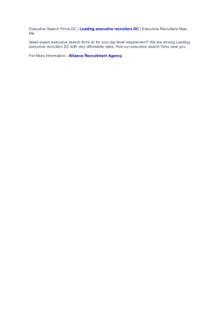 Executive Search Firms DC | Executive Recruiters DC | Executive Recruiters Near