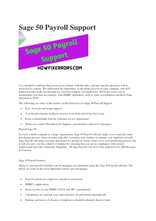 Sage 50 Payroll Support