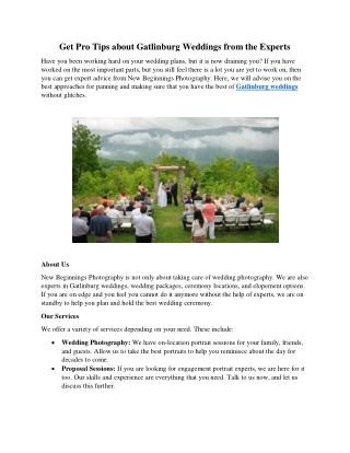 Get Pro Tips about Gatlinburg Weddings from the Experts