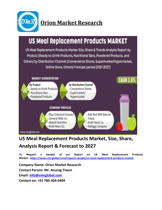 US Meal Replacement Products Market Trends, Size, Competitive Analysis and Forec
