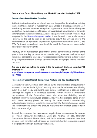 Fluorocarbon Gases Market Absolute Opportunity and Value Chain 2021-2030