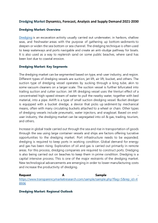Dredging Market Trends Analysis Research Report