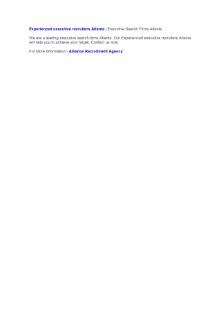 Executive Recruiters Atlanta | Executive Search Firms Atlanta