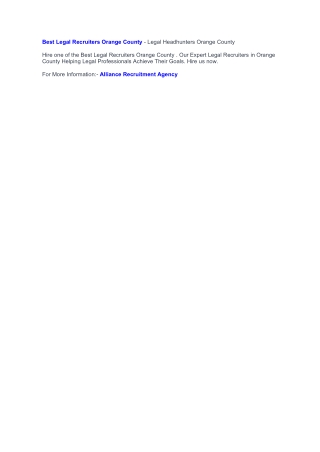 Legal Recruiters Orange County - Legal Headhunters Orange County