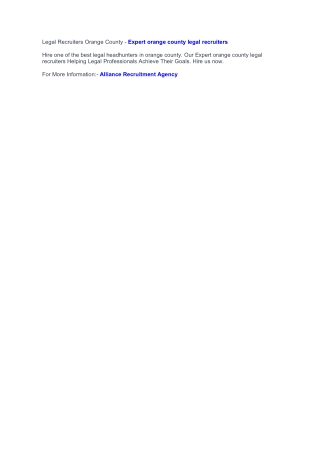 Legal Recruiters Orange County - Legal Headhunters Orange County