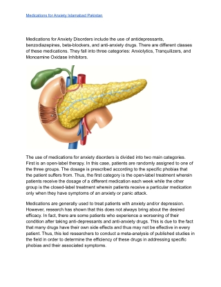 Medications for Anxiety Disorders Pakistan