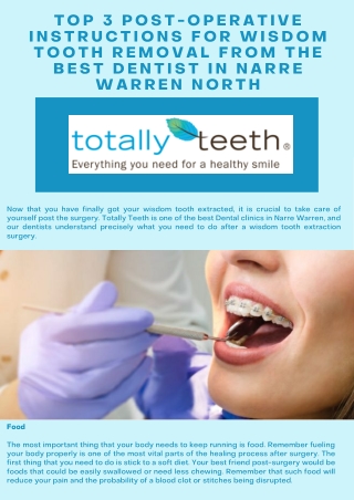 Top 3 Post-Operative Instructions for Wisdom Tooth Removal  Dentist in Narre War