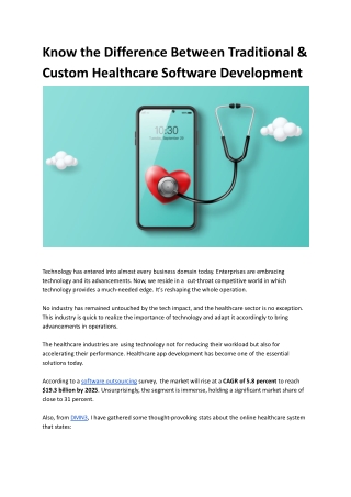 Know the Difference Between Traditional & Custom Healthcare Software Development