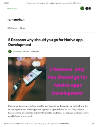 5 Reasons why should you go for Native app Development