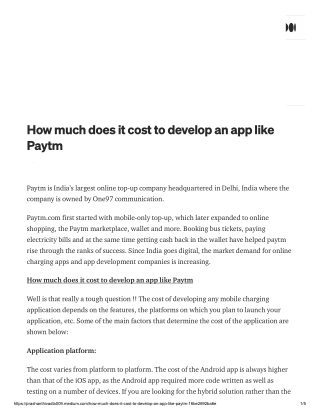How much does it cost to develop an app like Paytm