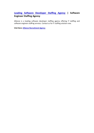Leading Software Developer Staffing Agency | Software Engineer Staffing Agency
