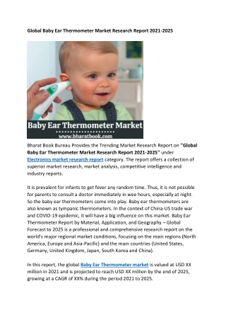 Global Baby Ear Thermometer Market Research Report 2021-2025