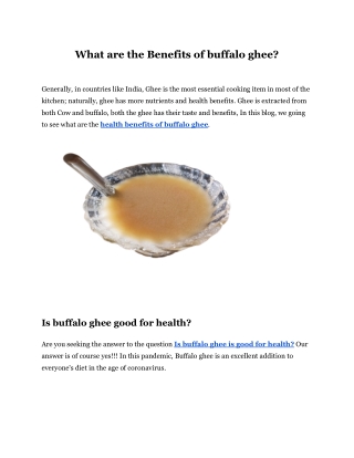 What are the Benefits of buffalo ghee