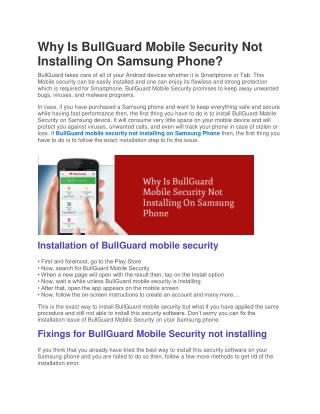 Why Is BullGuard Mobile Security Not Installing On Samsung Phone?