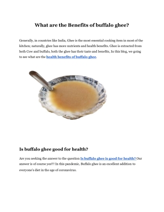 What are the Benefits of buffalo ghee