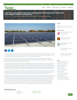Strategic Partnership with DukeREC Solar for Renewable Energy – Cadybag
