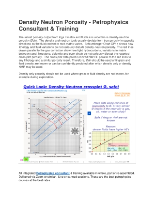 Density Neutron Porosity - Petrophysics Consultant