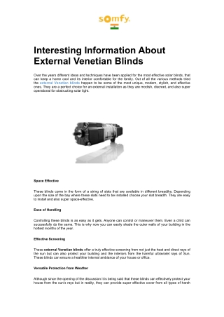Interesting Information About External Venetian Blinds