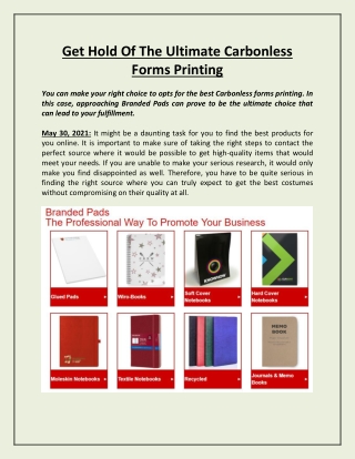 Get Hold Of The Ultimate Carbonless Forms Printing