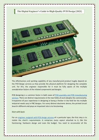 The Digital Engineer’s Guide to High-Quality PCB Design [2021]
