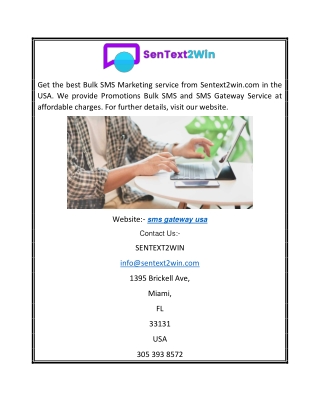 bulk sms gateway usa | Sentext2win.com