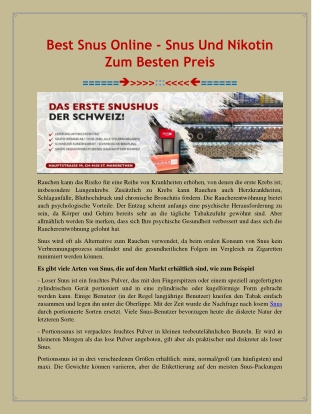 Best Snus Online - Snus Und Nikotin Zum Besten Preis