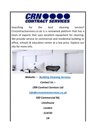 Building Cleaning Services | Crncontractservices.co.uk