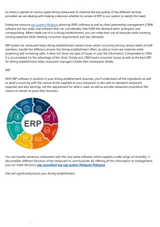 Importance of CRM and ERP in restaurants
