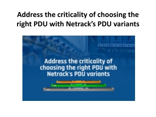 Address the criticality of choosing the right PDU with Netrack’s PDU variants
