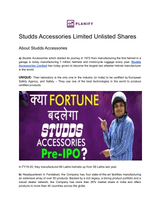 Studds Accessories Pre IPO