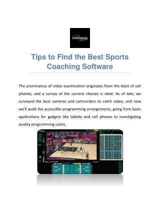 Tips to Find the Best Sports Coaching Software