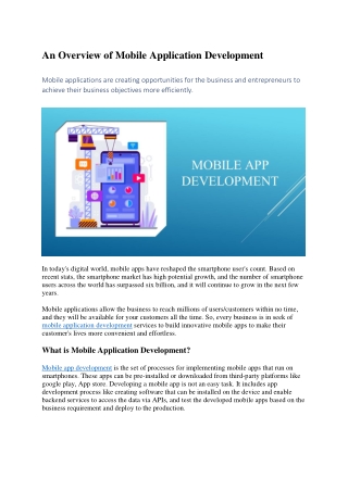 An Overview of Mobile App Development