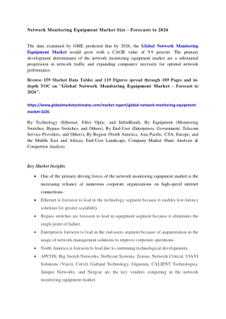 COVID-19 Impact on Global Network Monitoring Equipment Market