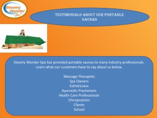 Testimonials About Our Portable Saunas