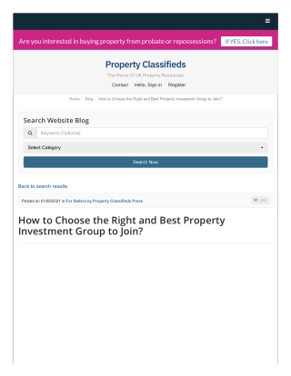 How to Choose the Right and Best Property Investment Group to Join?