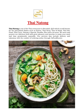 5% Off - Thai Natong Restaurant Menu Boondall, QLD