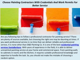 Choose Painting Contractors With Credentials And Work Permits For Better Service