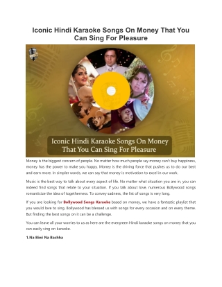 Iconic Hindi Karaoke Songs On Money That You Can Sing For Pleasure