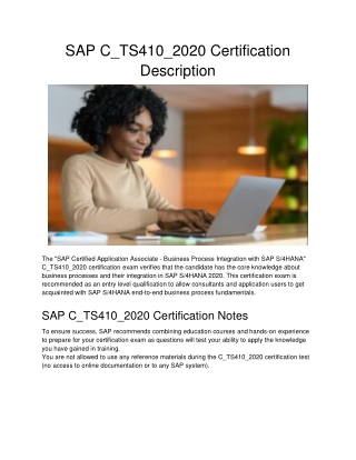 SAP C_TS410_2020 Certification Description